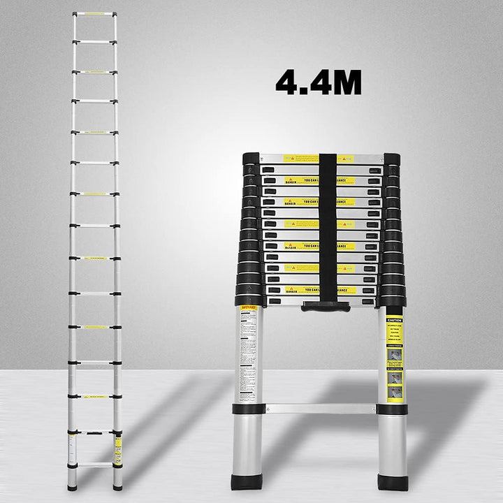 Eulenke 4,4M Teleskopleiter - Rutschfester Multifunktionsleiter 150 kg Belastbarkeit - Aluleiter Hau
