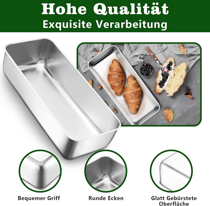 Joyfair Brotbackform 2er Set, 31,2cm Edelstahl Gross Kastenform Brotform, 7,5cm Tiefe Backform Recht