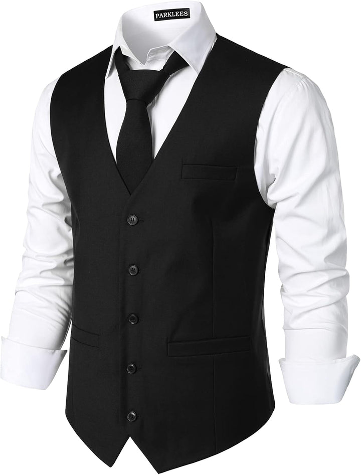 PARKLEES Herren Hipster Urban Design Business Formale Weste Slim Fit Anzug Smoking Kleid Weste M Sch