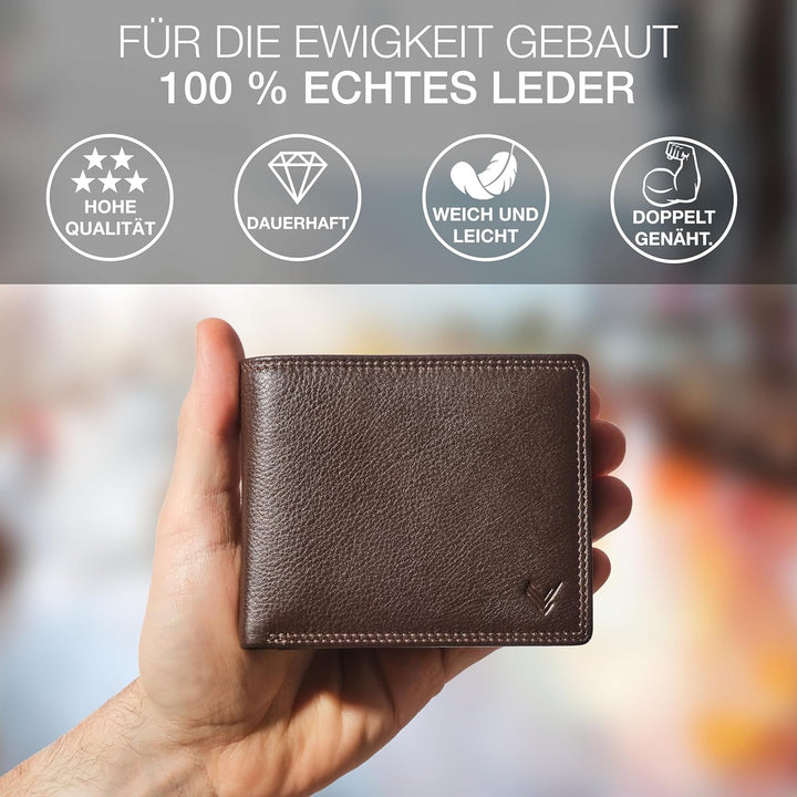Lavalen Geldbörse Herren Leder mit RFID Schultz - Portmonee Herren mit Münzfach - Wallets for Men -