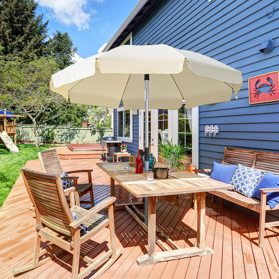 LIFERUN 200 cm Sonnenschirm, Marktschirm knickbar, Gartenschirm rund, 8 Stahlverstrebungen, Terrasse