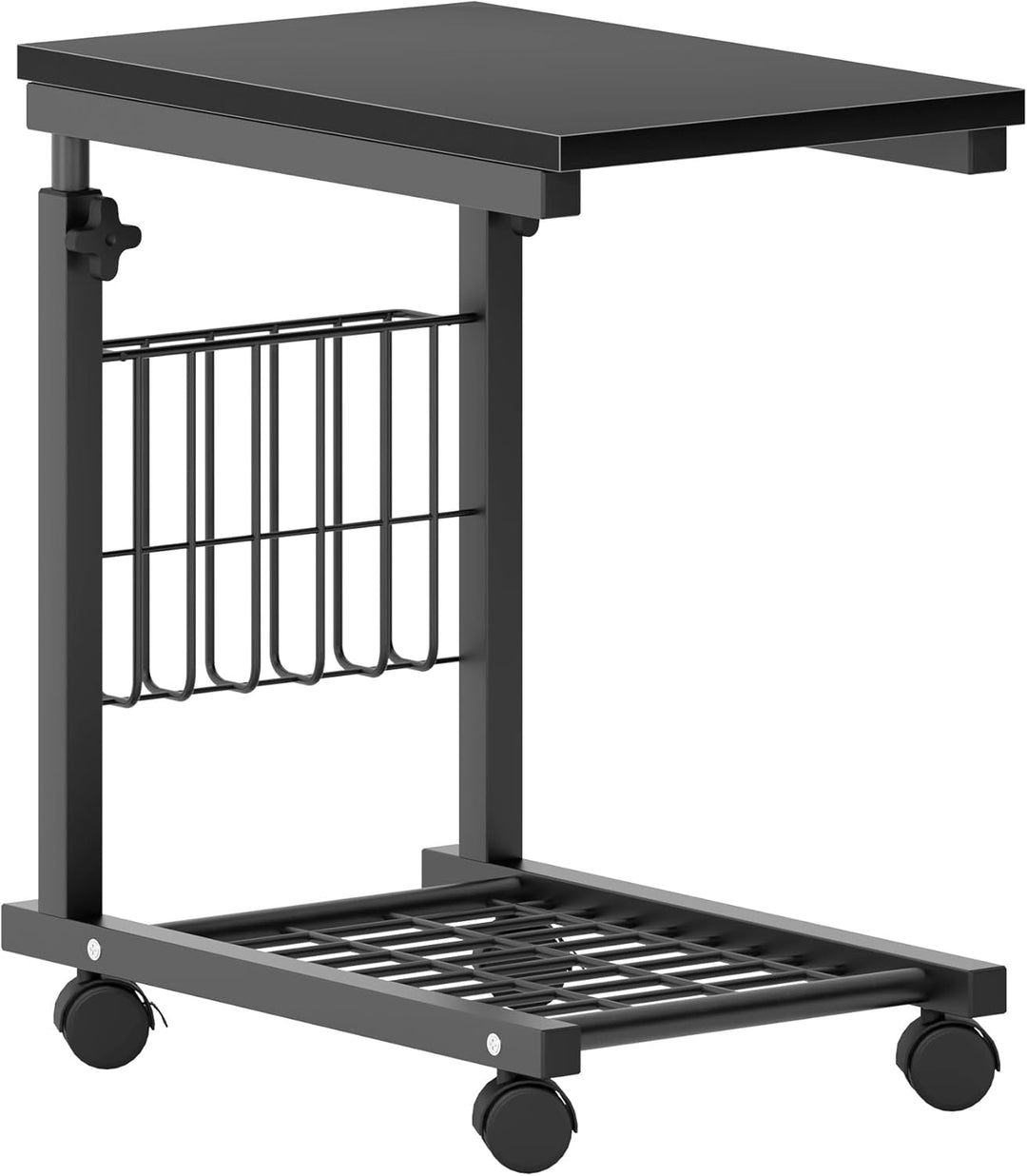 SogesHome Laptoptisch Beistelltisch Höhenverstellbarer Tisch mit Rollen, 48 cm x 30 cm PC Tisch Note