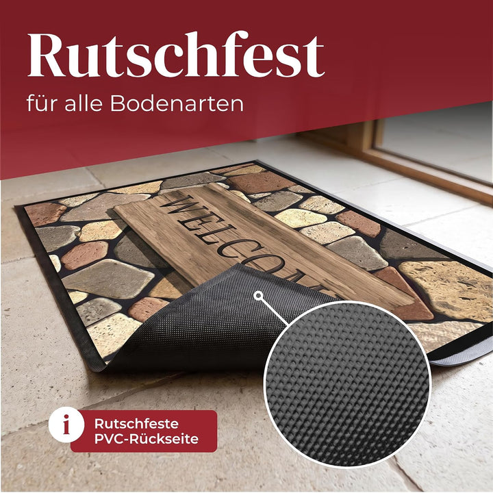 Hochwertige Fussmatte 60x80 cm (Large) – Schmutzfangmatte für Innen &amp; Aussen, rutschfest mit hoher S