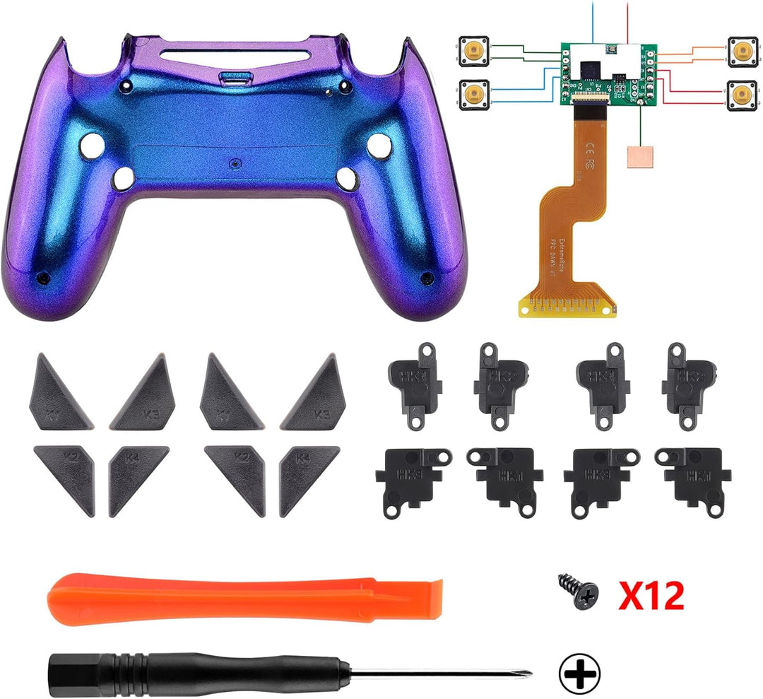 eXtremeRate Programmierbar Dawn Remap Kit für ps4 Controller, Rückseite Hülle Gehäuse Case&Upgrade-B