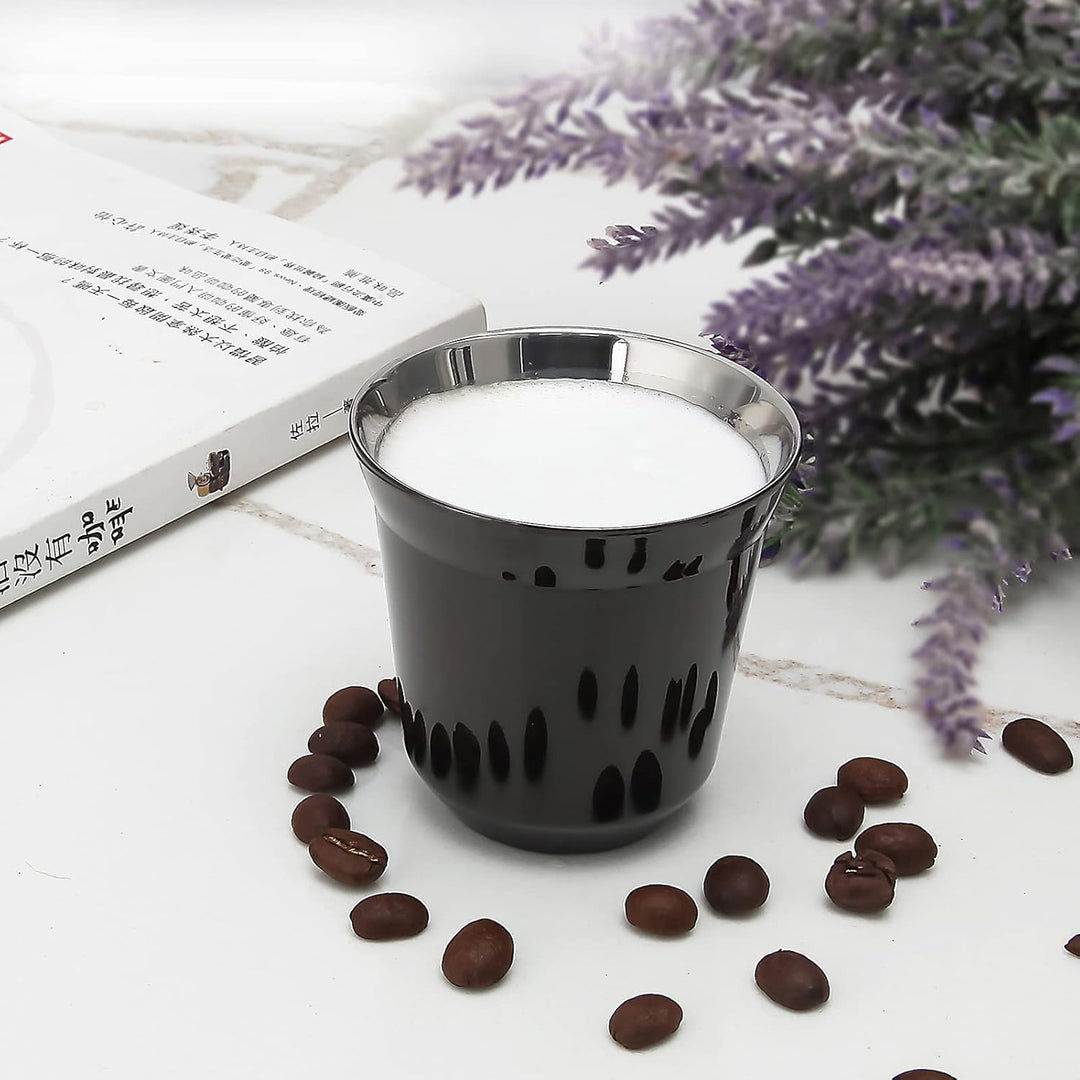Easyworkz Espressotassen aus Edelstahl, doppelwandig, isoliert, Demitasse-Tassen, 2er-Set, hitzebest