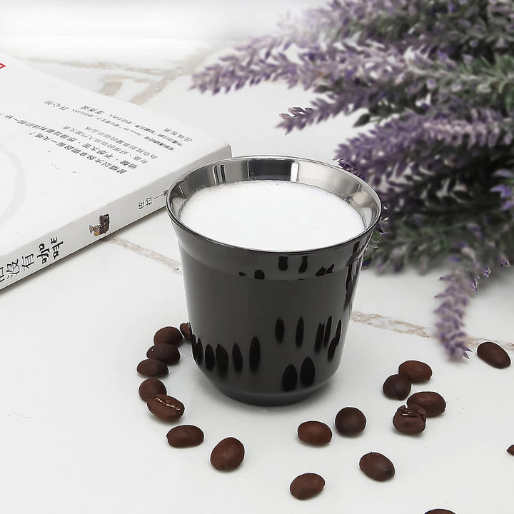 Easyworkz Espressotassen aus Edelstahl, doppelwandig, isoliert, Demitasse-Tassen, 2er-Set, hitzebest