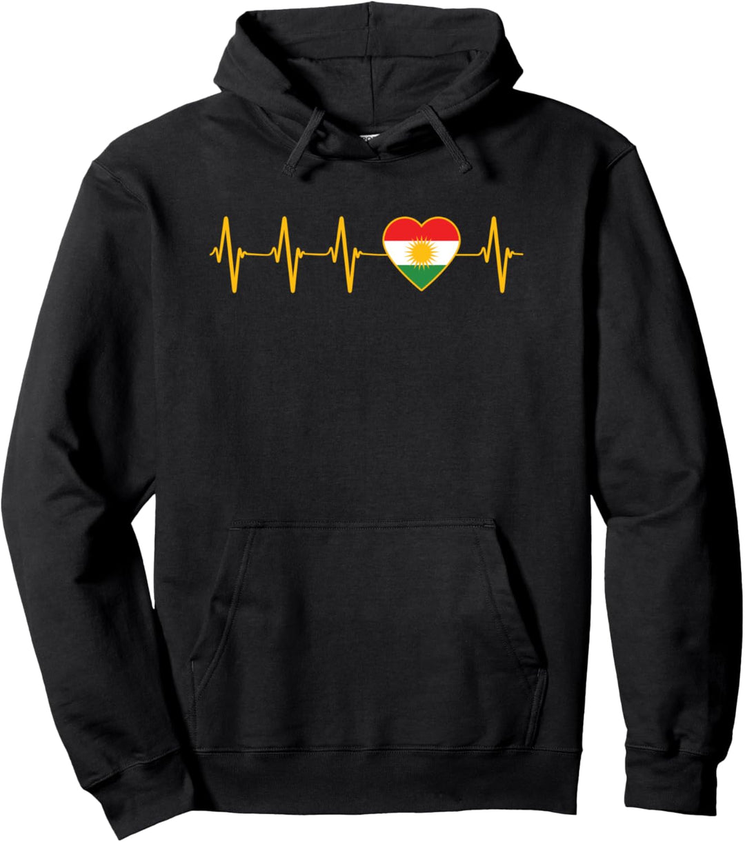 Kurdische Heartbeat I Love Kurdistan Heartbeat Flagge Pullover Hoodie