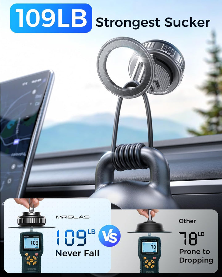 MRGLAS 360°Drehbare Vakuum Handyhalterung Auto Magnetische, Magsafe Handyhalterung, KFZ Autohalterun