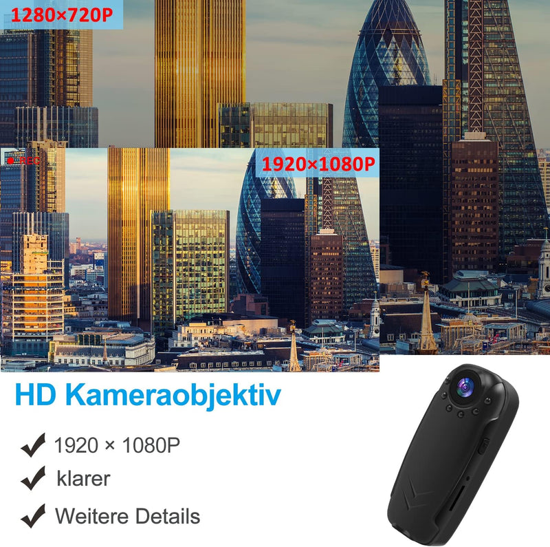KAMREA Überwachungskamera, HD 1080P Tragbare Versteckte Kamera, Videorecorder, Audiorecorder, Bildka