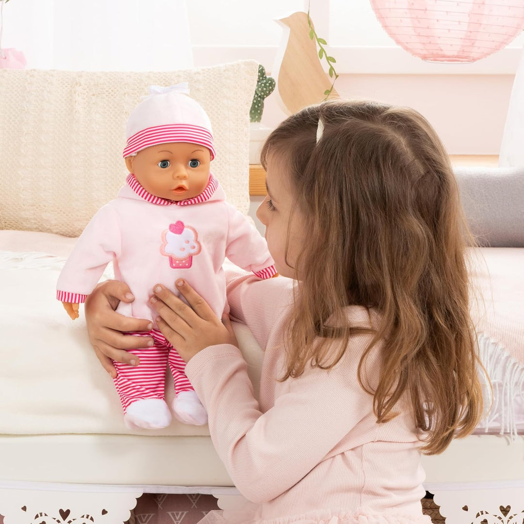 Babypuppe First Words mit Schlafaugen, spricht 24 Babylaute, mit Schnuller und Flasche, 38 cm Single