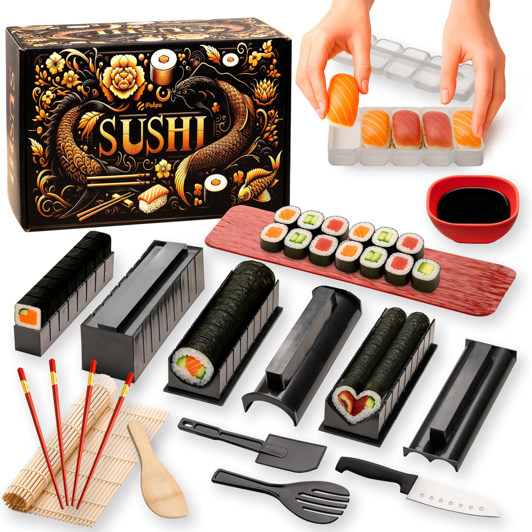 Sushi Set – Sushi Set zum Selber Machen 15 Teile – Sushi Maker Set für Anfänger mit Bambusmatte, Sus