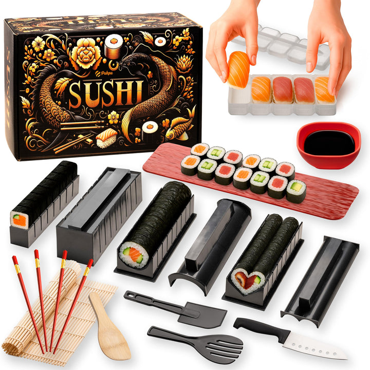 Sushi Set – Sushi Set zum Selber Machen 15 Teile – Sushi Maker Set für Anfänger mit Bambusmatte, Sus