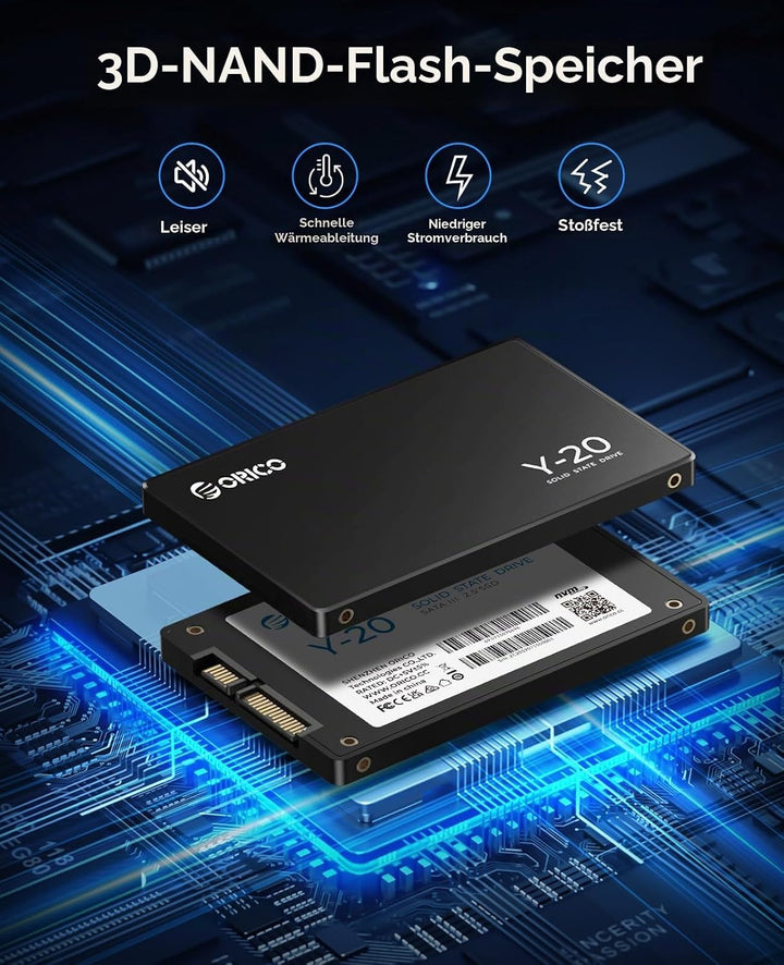 ORICO 1TB SSD SATA III 6Gb/s, 2.5“ Interne Solid State Festplatte, bis zu 500MB/s, Kompatibel mit La