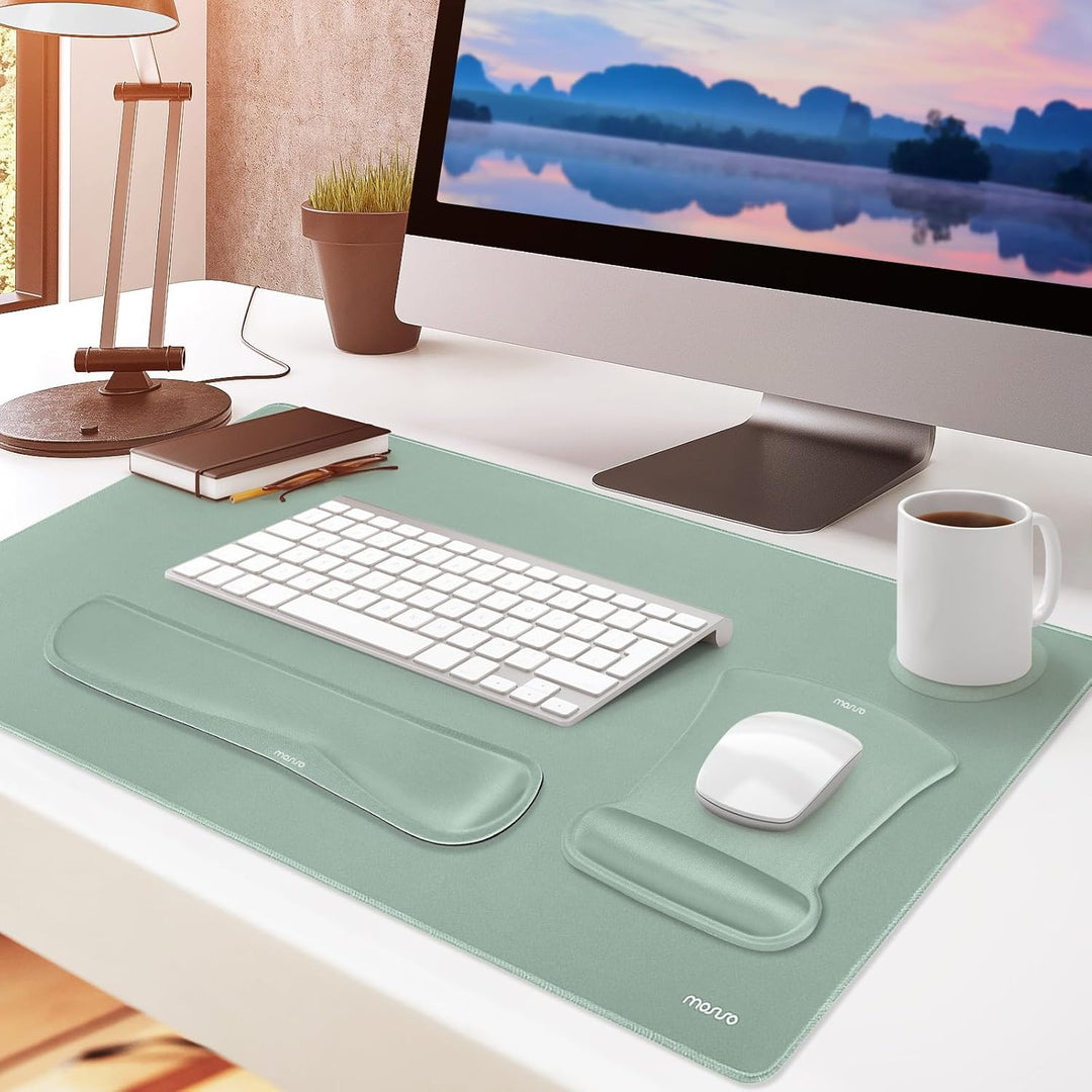 MOSISO Schreibunterlage Matte Tastatur Mauspad Set, 4-in-1 Ergonomisches Mousepad&Tastatur Handgelen