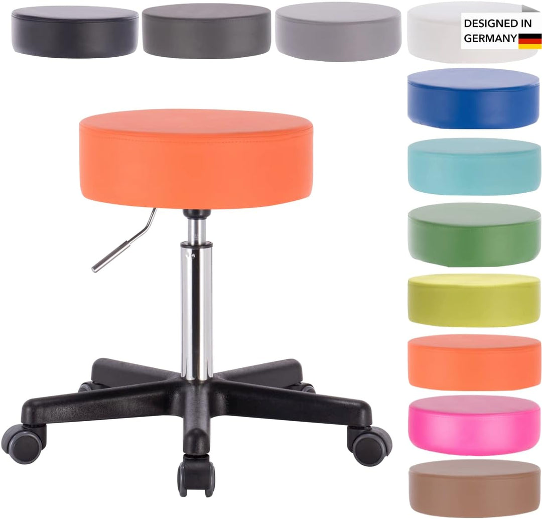 1stuff Profi Rollhocker Squash 35 - ca. 51-71 cm Sitzhöhe - Bürohocker höhenverstellbar mit hoher Be