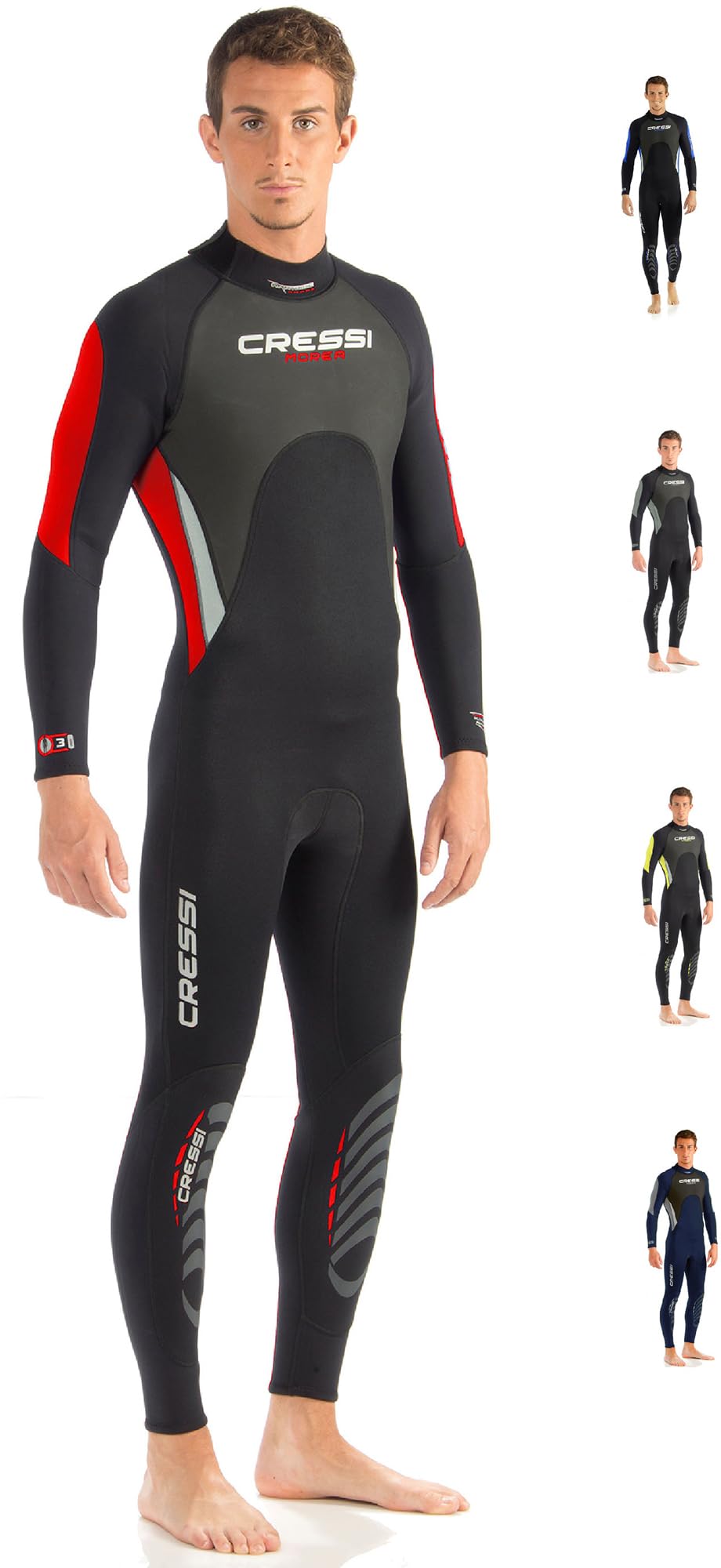 Cressi Morea Herren - Neoprenanzug 3mm für alle Wassersportarten XXL/6 Schwarz/Rot/Silber, XXL/6 Sch