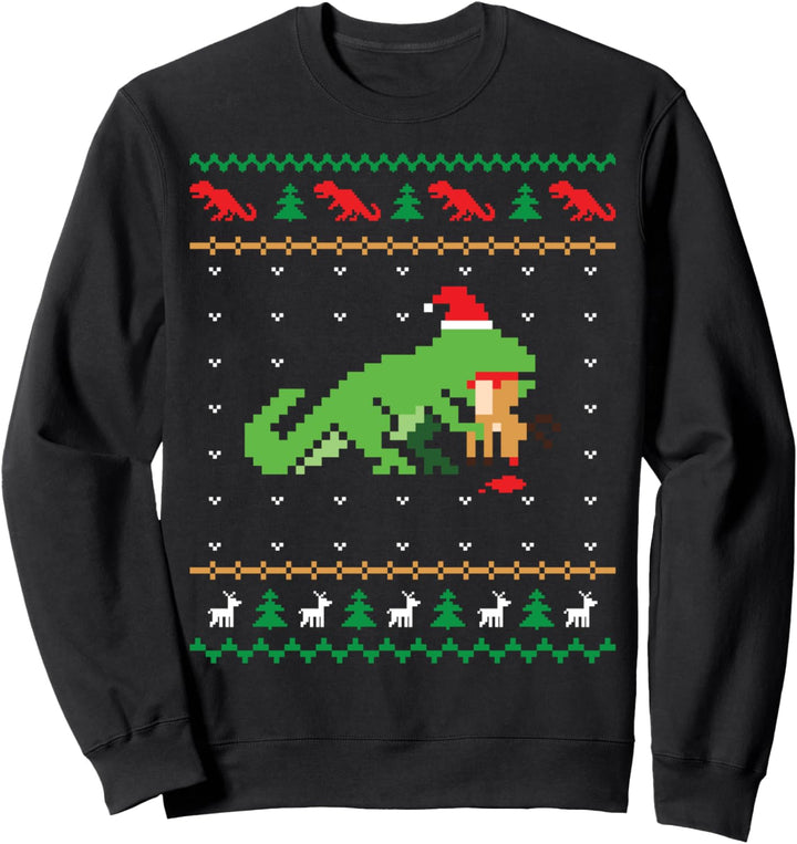 T-Rex frisst Rentier Dino Dinosaurier Ugly Christmas Sweater Sweatshirt