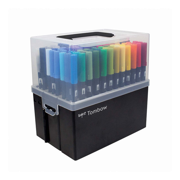 Tombow ABT-108C ABT Dual Brush Pen Stiftebox mit 107 Farben + Blender Pen, mehrfarbig Single, Single