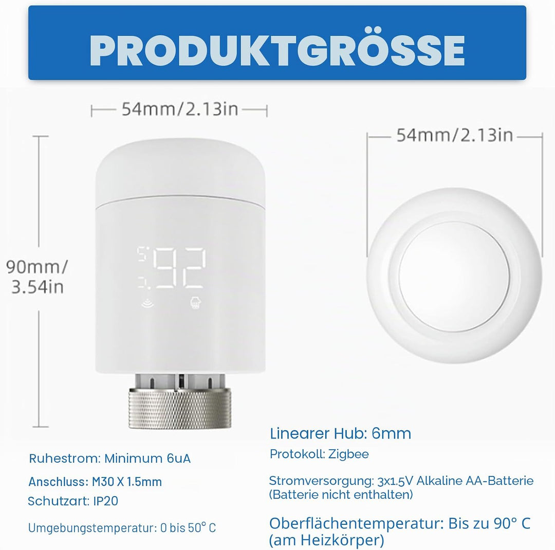 Smart Heizkörperthermostat, WiFi Thermostat Heizungsregler Heizungsthermostat mit App Steuerung&Spra