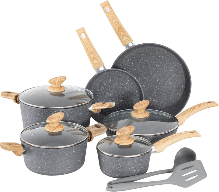 Kitchen Academy Topf und Pfannenset Topfset 12tlg Antihaft-Versiegelung Kochgeschirr Set mit Deckel,