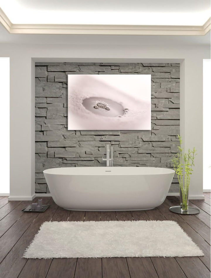 Pixxprint Wassertropfen im Schaum auf Leinwand, XXL riesige Bilder fertig gerahmt mit Keilrahmen, Ku