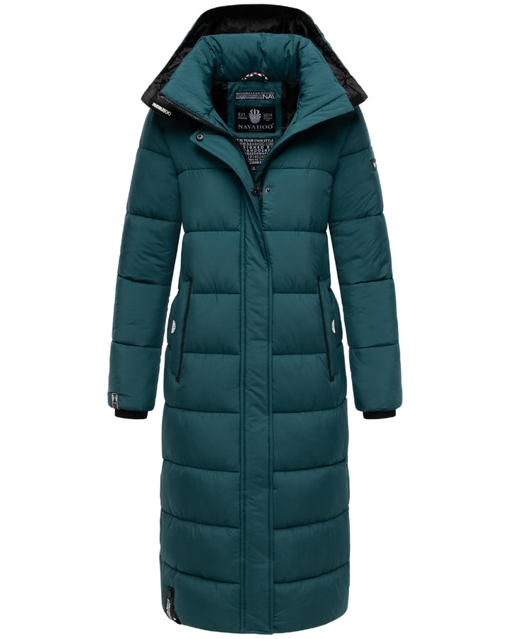 Navahoo Damen Wintermantel warmer Steppmantel lang mit abnehmbarer Kapuze Isalie XS-3XL 3XL Ocean Gr