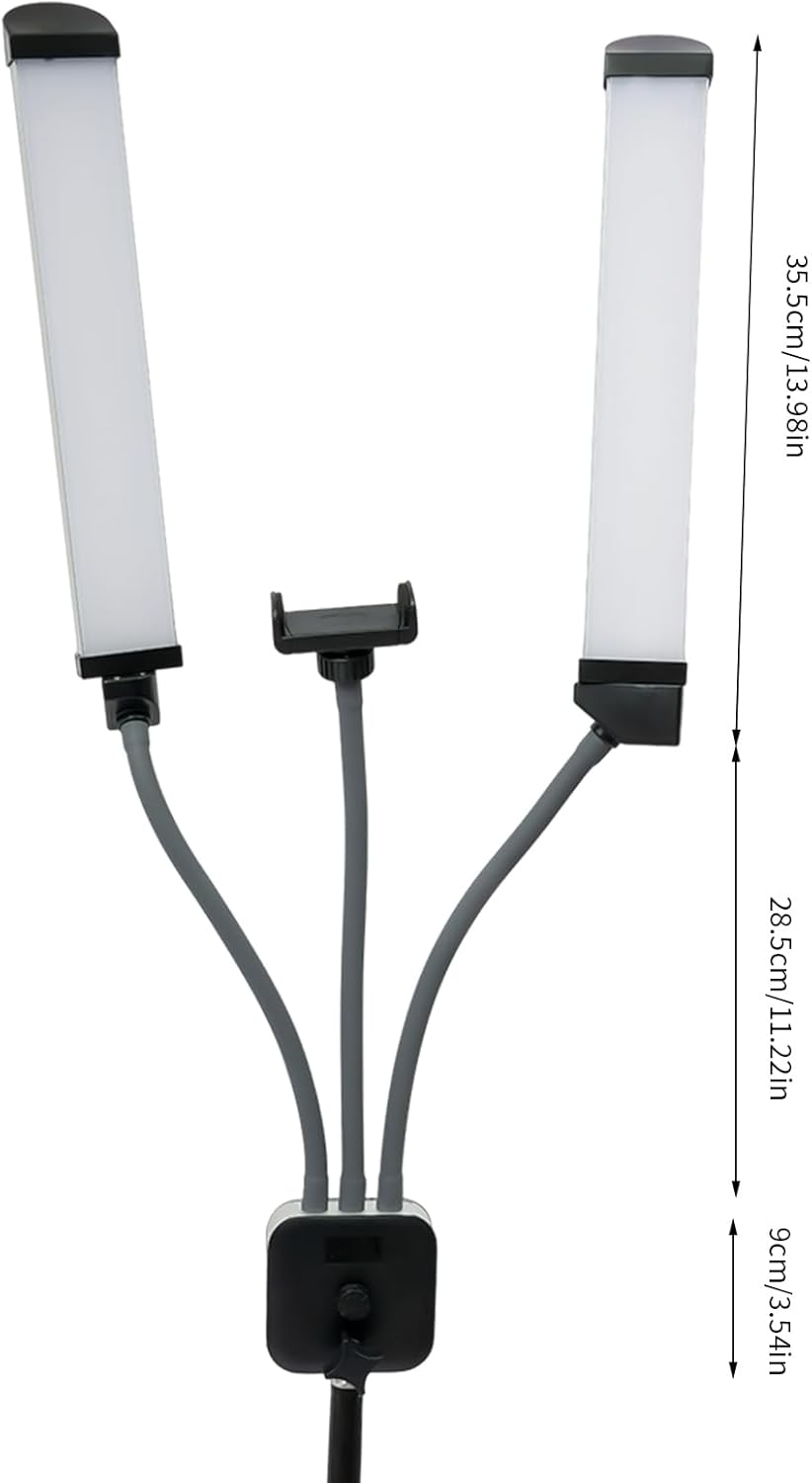 Kosmetiklampe 45W Wimpernverlängerung Lampe, Von 3000K bis 6000K Dimmbares LED-Beleuchtungsset mit S