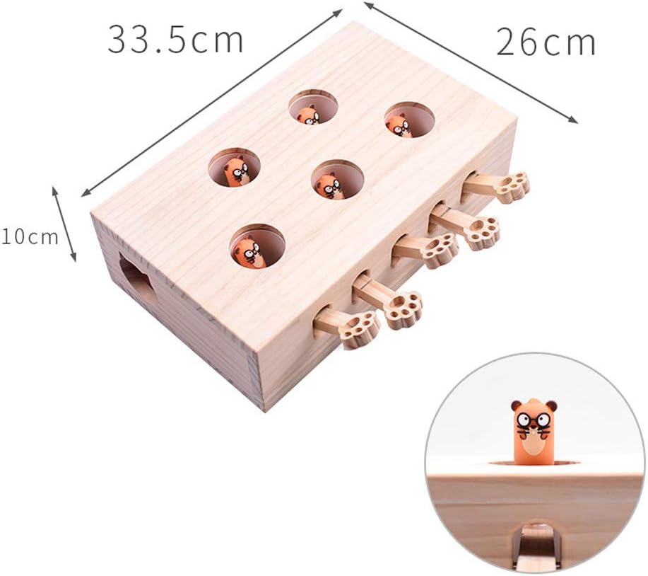 Interaktives Katzenspielzeug, Holz, Spielzeug, Maulwurf Maus, Puzzle Box mit süssen Cartoon Spielzeu