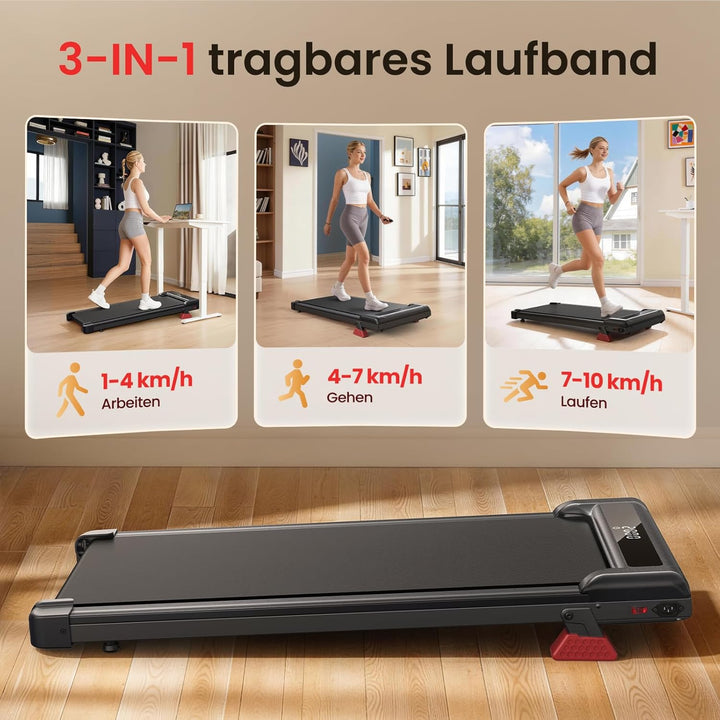 HomeFitnessCode Walking Pad für Zuhause mit Neigung - Laufband Laufpad Steigung Klein Walkpad Untert