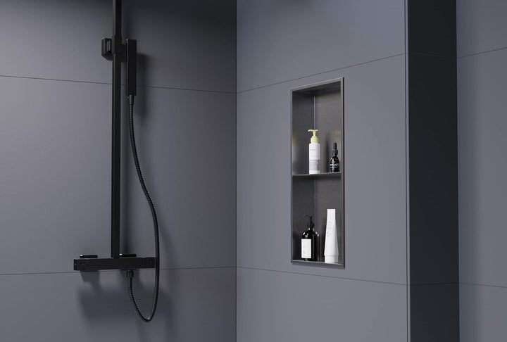 Wandnische aus Edelstahl NT306010X mit Ablagefach - 30 x 60 x 10 cm Einbauregal, flexibler Einbau- I