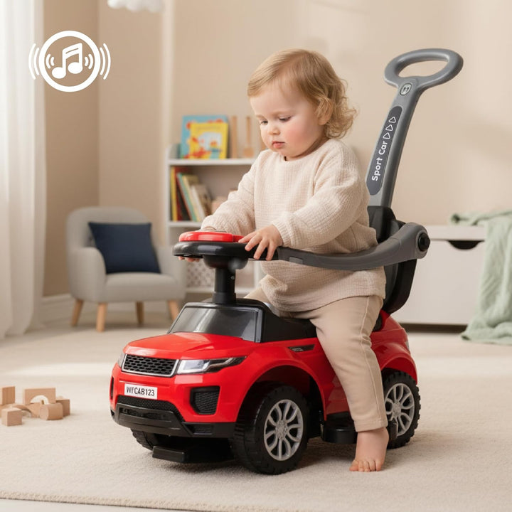 4in1 Kinderauto Rutschauto ab 2 Jahre und Schiebeauto mit Hupe und Musik, Rutschauto mit Stauraum un