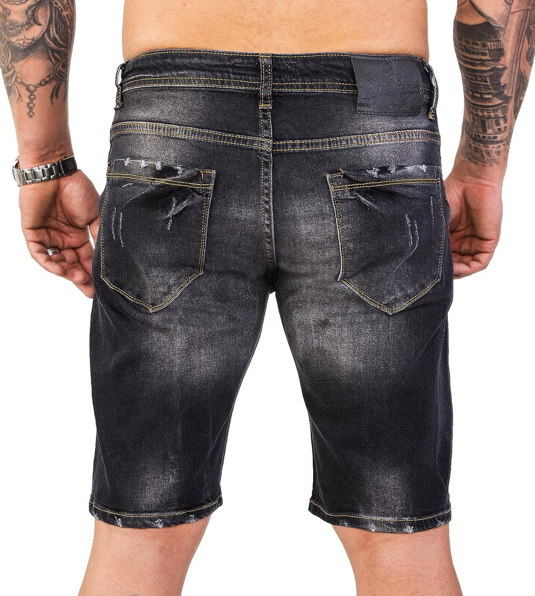 Rock Creek Herren Shorts Jeansshorts Denim Stretch Sommer Shorts Regular Slim M23 29W Schwarz, 29W S