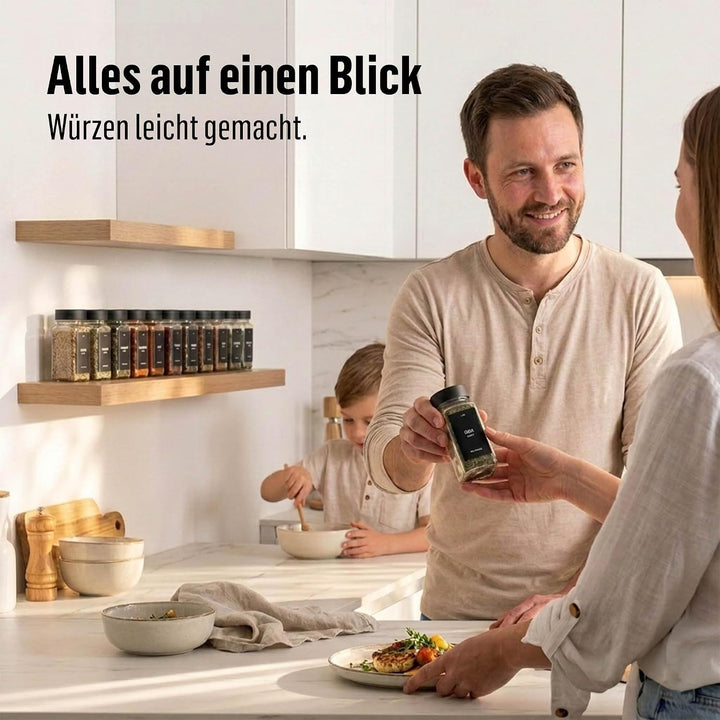 Deco haus® Gewürzgläser Eckig mit Gewürzetiketten Gewürzgläser mit Streueinsatz 36er Set - Gewürzdos