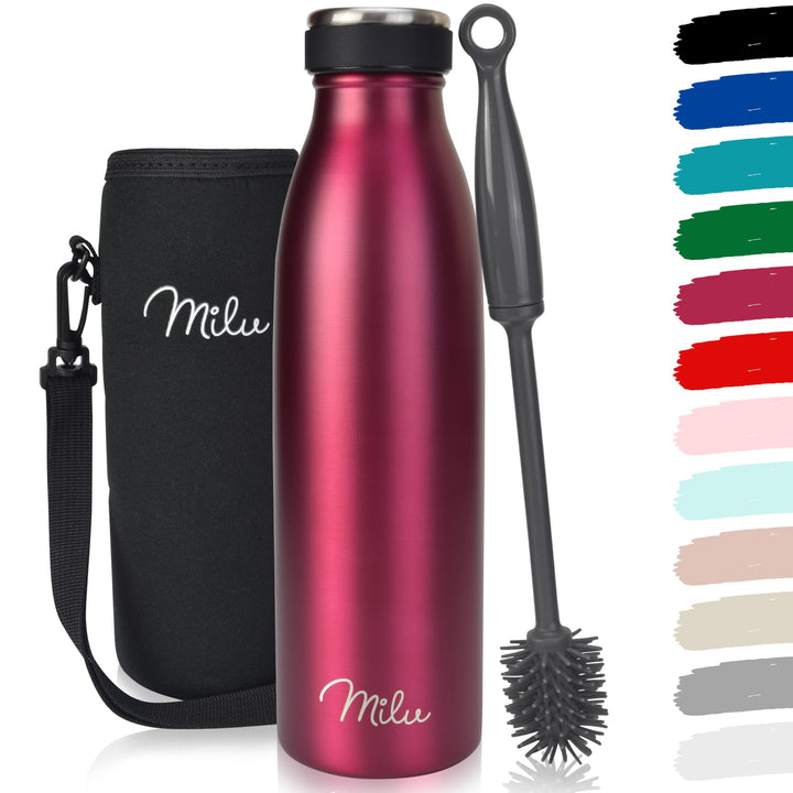 Milu Thermoflasche 350ml 500ml 750ml 1L 1,5L Isolierte Edelstahl Trinkflasche Thermoskanne Auslaufsi