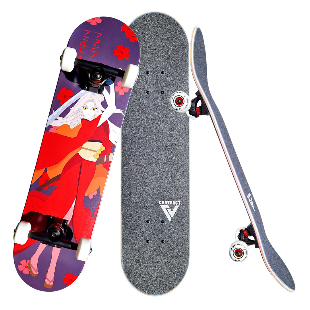 Komplett Skateboard Fina - für Kinder und Jugendliche - 7-lagiges Ahornholz Deck - Medium Concave St