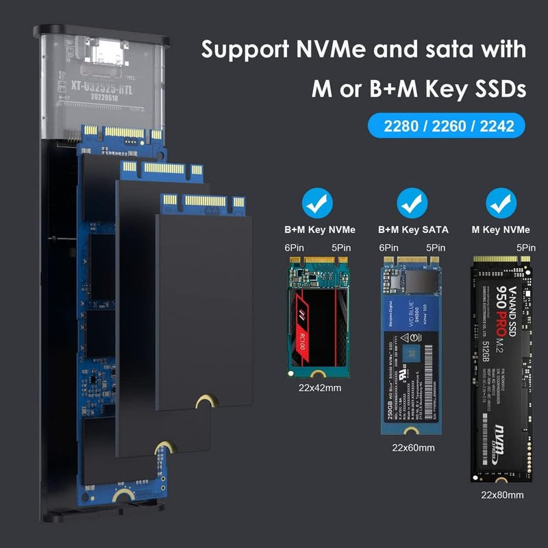 USB 3.0 auf NVME M-Key M.2 NGFF SSD Externer PCBA Conveter Adapter mit Flash Disk Case NVME 2280-BOX