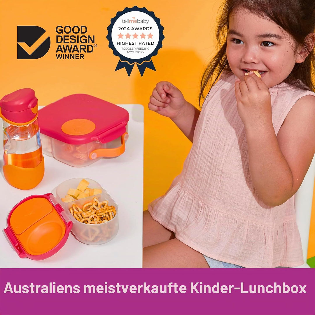 b.box 2er-Pack Bento-Snackbox | Auslaufsicherer Lebensmittelbehälter mit zwei Fächern und Deckel | I