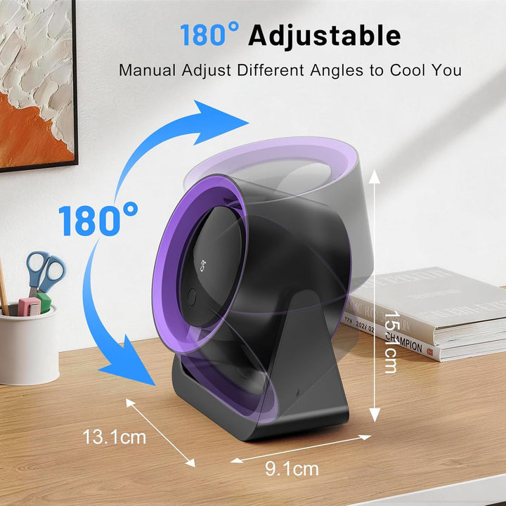 Schreibtischventilator, fünf Lüftergeschwindigkeiten, 180-Grad-Rotationseinstellung Tischventilator