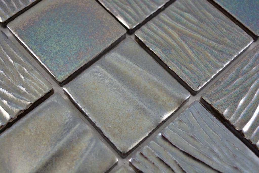 Mosaikfliese Keramik schwarz chrom irisierend Struktur Mosaikfliese Fliesenspiegel Küche Mosaikwand