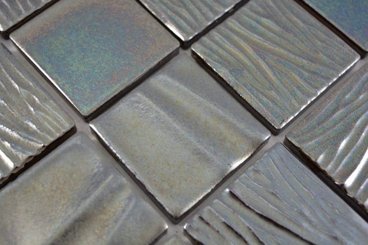 Mosaikfliese Keramik schwarz chrom irisierend Struktur Mosaikfliese Fliesenspiegel Küche Mosaikwand