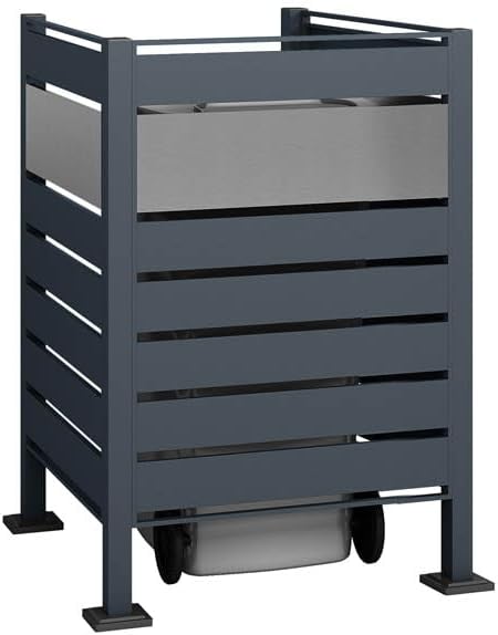 WESTMANN 1er Mülltonnenverkleidung Planum | Metall 80x80x120 cm Grau/Hellgrau | Mülltonnen Sichtschu
