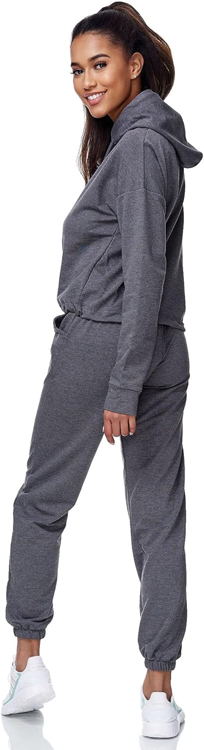 Tazzio Damen Jogginganzug Trainingsanzug Sport Freizeit Hoodie & Jogginghose F200, Anthrazit