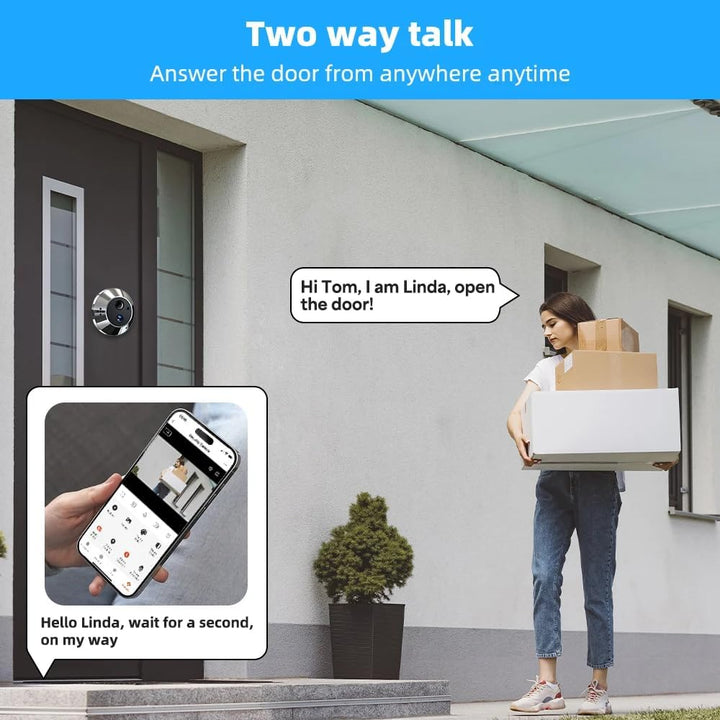 DA2 Zwei-Wege-Audio, digitaler Türspion mit Batterie 3,0 MP mit MicroSD 32 GB, kabelloser Videospion