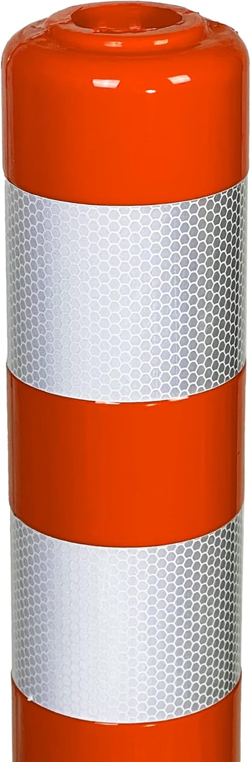 3 Stück UvV®-Reflex Absperrpfosten, Poller 100 cm hoch, flexibel orange, reflektierend, selbstaufric