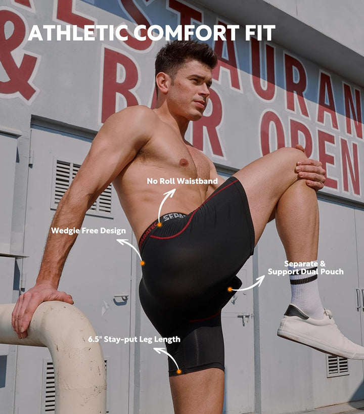 Separatec Sport Boxershorts Herren Schnelltrocknende Unterhosen Männer mit Doppelter Beutel Retrosho