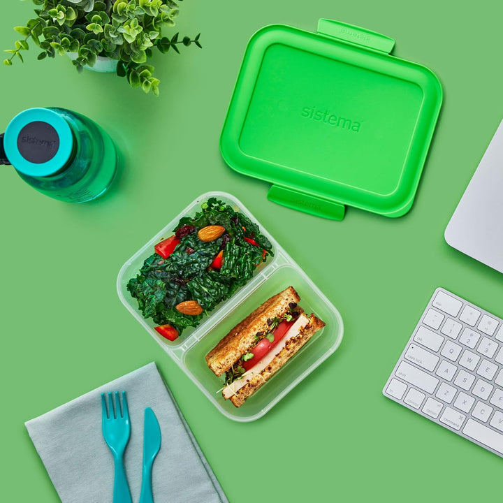Sistema Nest IT Frischhaltedosen Meal Prep Boxen | 870 ml luftdichte Vorratsdosen mit Zwei Fächern u