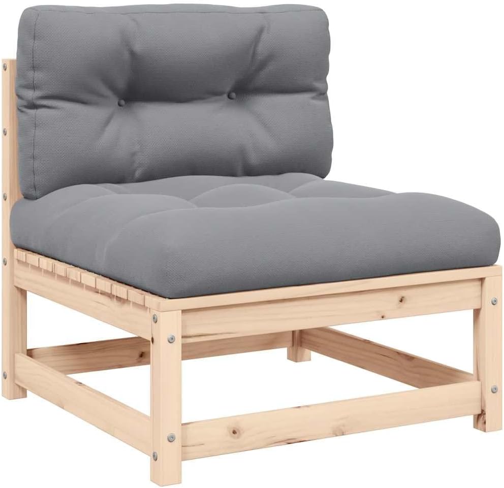 vidaXL Garten Mittelsofa mit Grauen Kissen, Modular Gartenmöbel, Sofa Lounge Sessel für Garten Terra