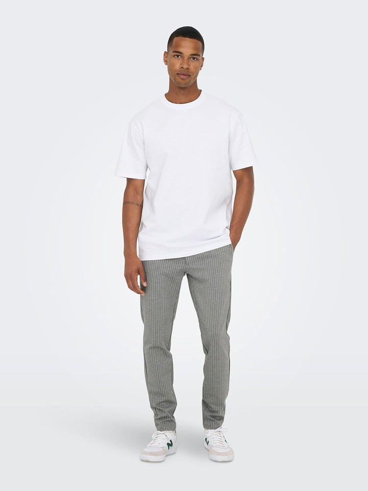 ONLY & SONS Male Chino Hose ONSMARK Pant Stripe GW 3727 NOOS 36W / 32L Light Grey Melange, 36W / 32L