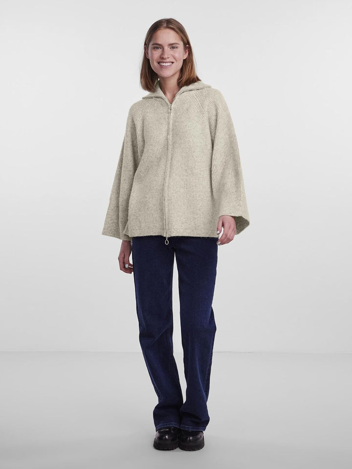 PIECES Damen Pcjade Ls High Neck Knit Cardigan Bc Strickjacke M White Pepper, M White Pepper