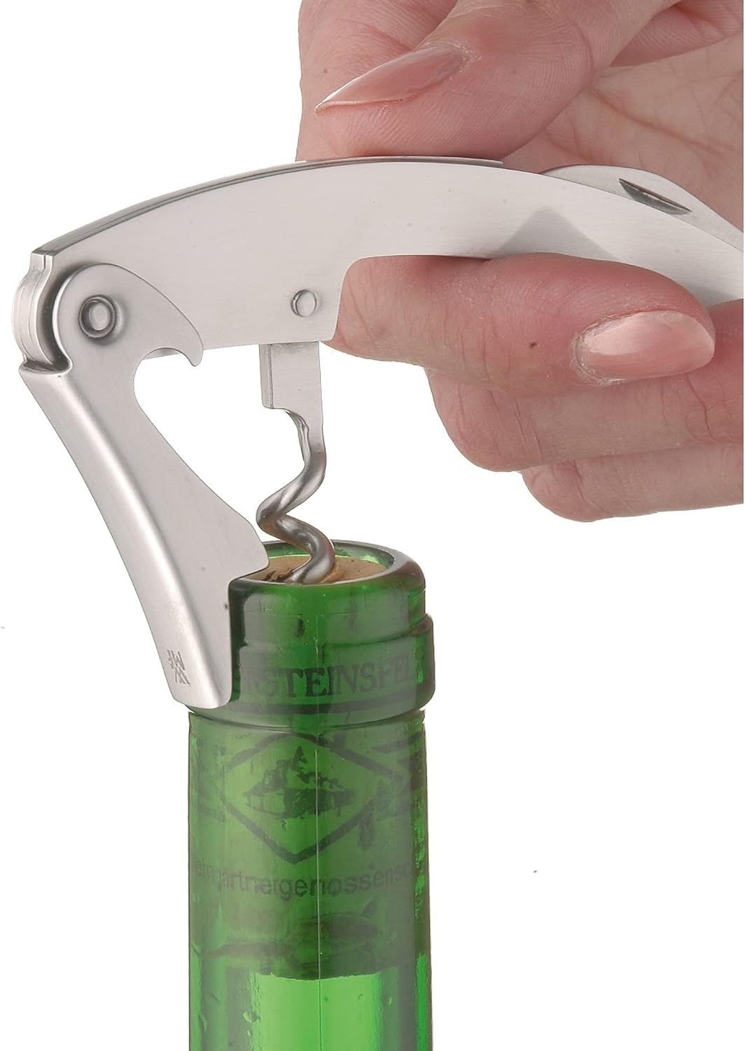 WMF Clever&More Kellnermesser 10 cm, Cromargan Edelstahl mattiert, Kellnerbesteck mit Flaschenöffner